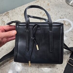 Zara Mini‎ Tote Bag Top Handle Crossbody Black Square Purse Handbag